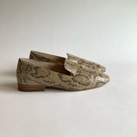 Sole Society Cream Brown Snake Print Leather Loafers size 8 - Picture 2 of 15